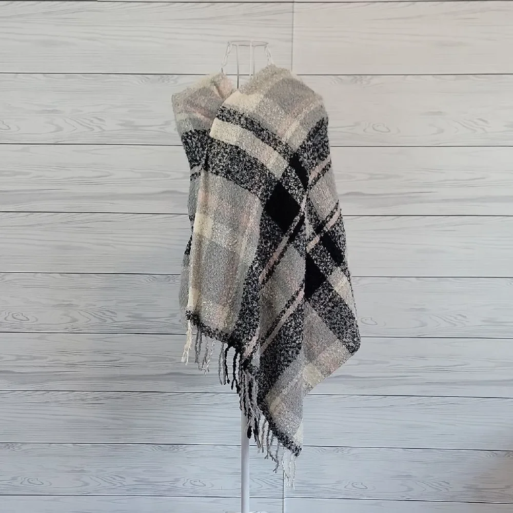 Unbranded Plaid Fringe Shawl Wrap 26